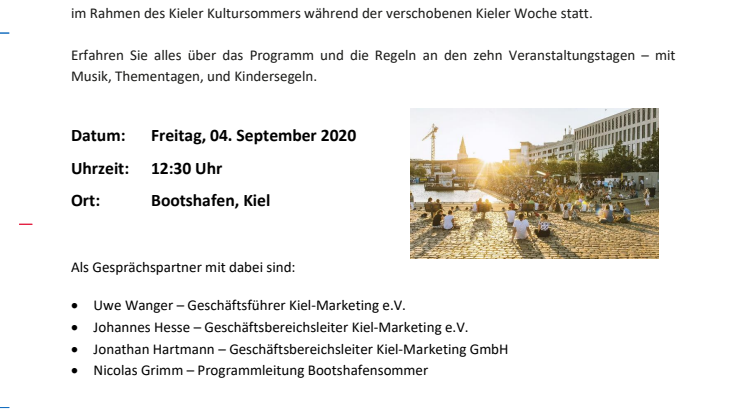 Einladung zum Presse- und Fototermin Bootshafensommer