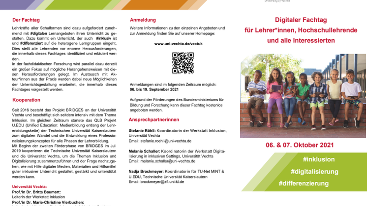 Flyer zum digitalen Fachtag für Lehrkräfte: #inklusion #digitalisierung #differenzierung