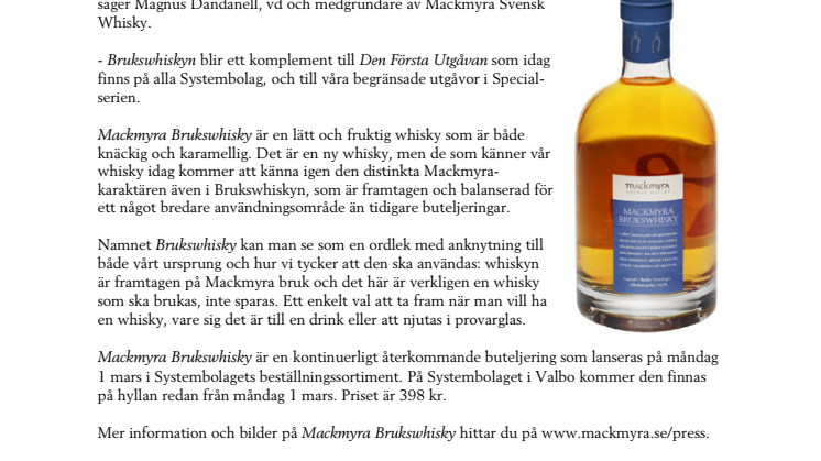 Mackmyra Brukswhisky - en hyllning till ursprunget