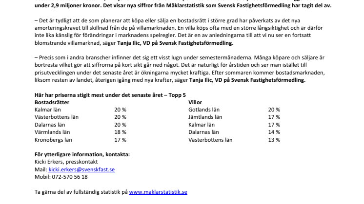  Kommentar till Svensk Mäklarstatistik: Villamarknaden blomstrar trots att köparna kraftsamlar inför hösten