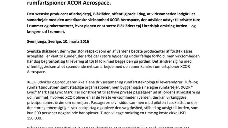 BLÅKLÄDER SENDER SINE KUNDER UD I RUMMET!
