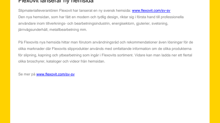 Flexovit lanserar ny hemsida