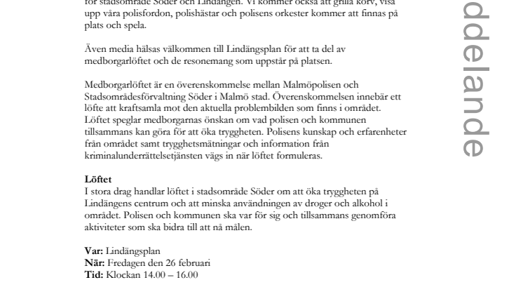 Medborgarlöfte till Lindängen
