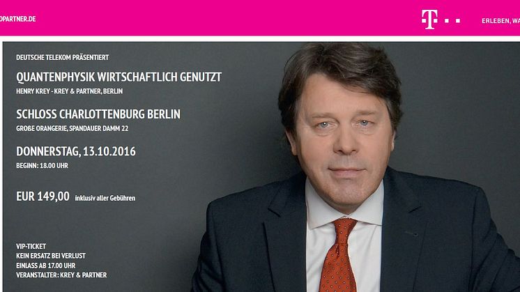 Quantenphysik wirtschaftlich genutzt # Krey&Partner # Event am 13. Oktober 2016 # Orangerie des Schloss Charlottenburgs # Berlin