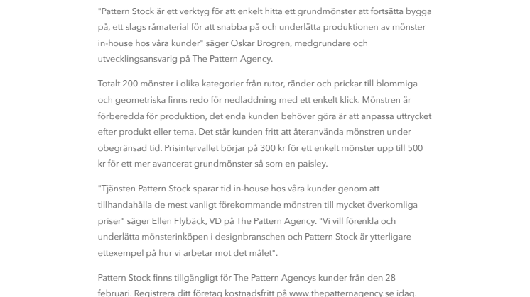 The Pattern Agency lanserar Pattern Stock: ett digitalt mönsterbibliotek!