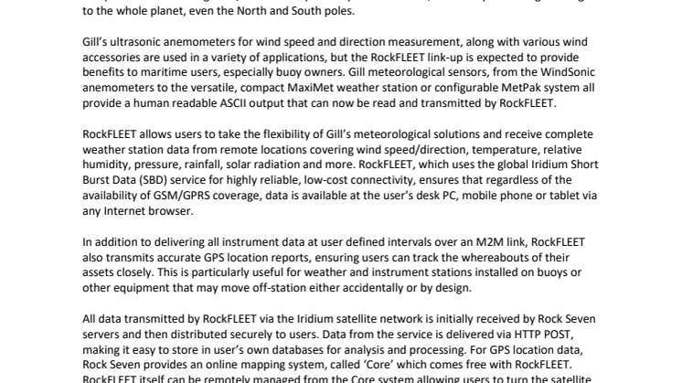 Rock Seven: Gill Instruments and Rock Seven Join Forces to Deliver Meteorological Data from Anywhere on the Planet
