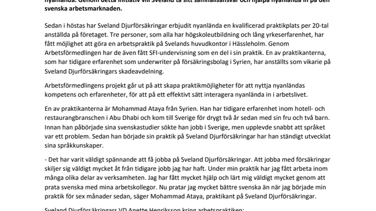 Givande praktik för nyanlända på Sveland 