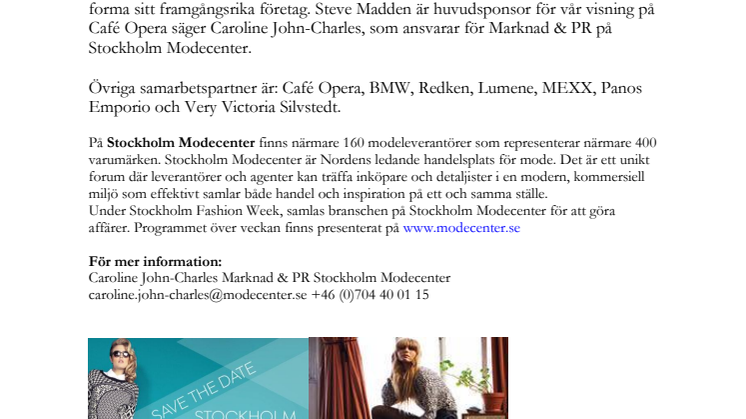 STEVE MADDEN NY HUVUDSPONSOR TILL STOCKHOLM MODECENTER