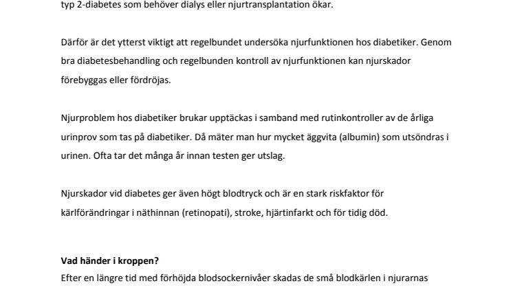 Fakta om njurpåverkan vid diabetes