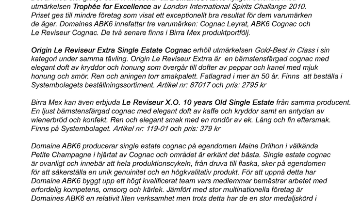 Två utmärkelser till Domaines ABK6