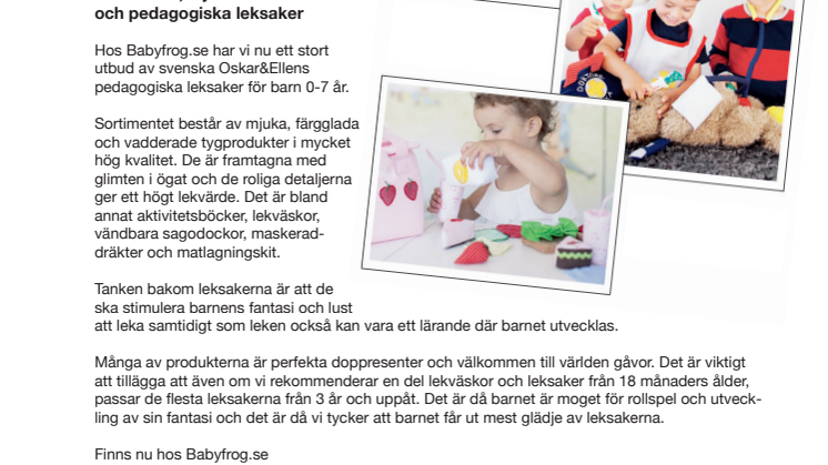 Underbara, mjuka och pedagogiska leksaker 