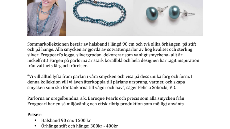 Nyhet: Sommarpärlor från Frogpearl