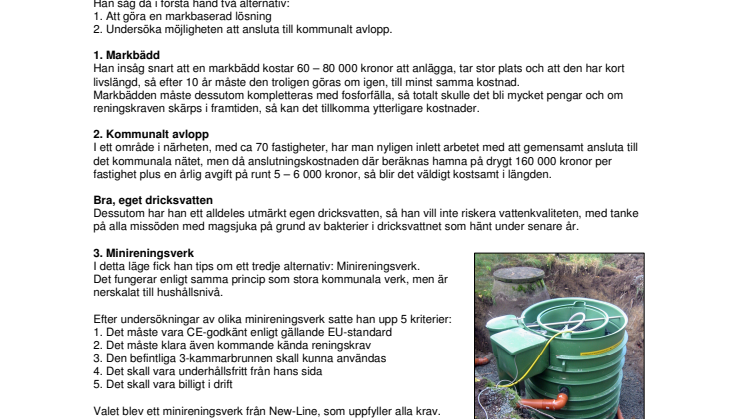 Eget avlopp billigaste alternativet