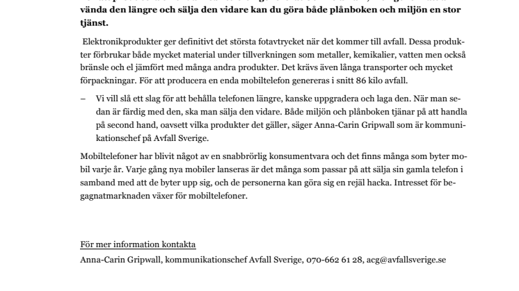 Mobilen en stor miljöbov - genererar 86 kg avfall vid  tillverkning