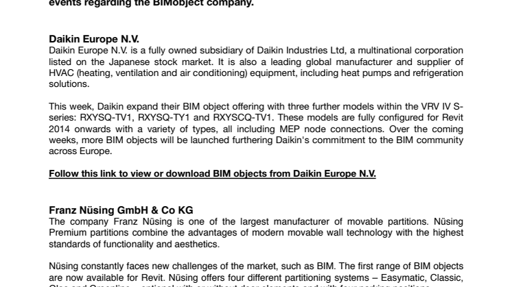 New BIM objects from Daikin Europe, Nüsing and Solus Ceramics 