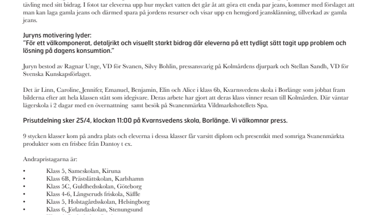 Borlänge-klass vinner resa till Kolmården i rikstäckande miljötävling
