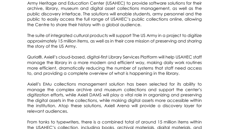 The US Army Heritage and Education Center aims to bring the full story of the US Army to life with Axiell