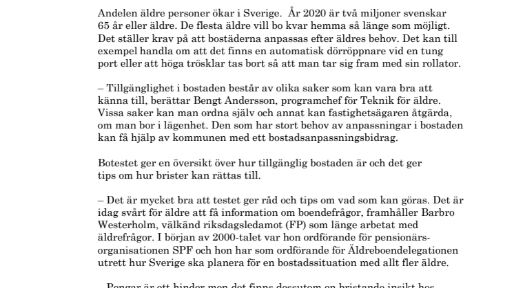Test avslöjar om den egna bostaden är tillgänglig!