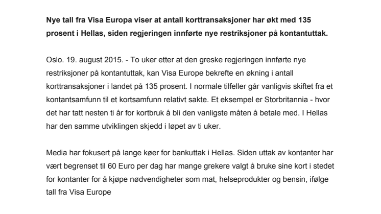 Kortbetalinger i Hellas har økt med 135 % i løpet av krisen