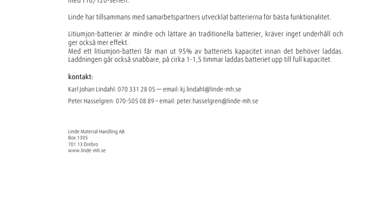 Nyhet från World of Material Handling - Litiumjon-batterier