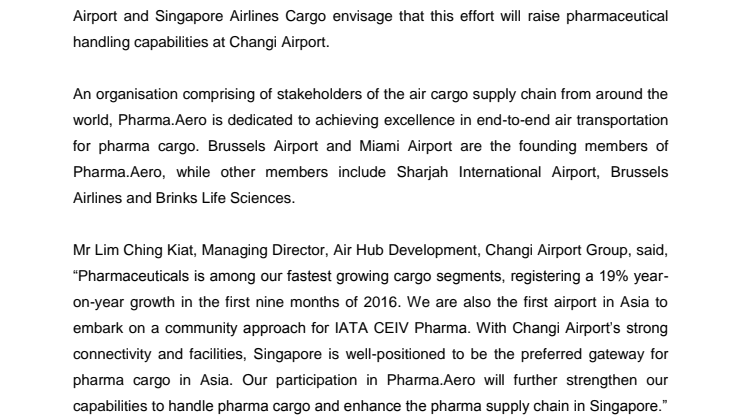 Changi Airport strengthens pharmaceutical handling capabilities