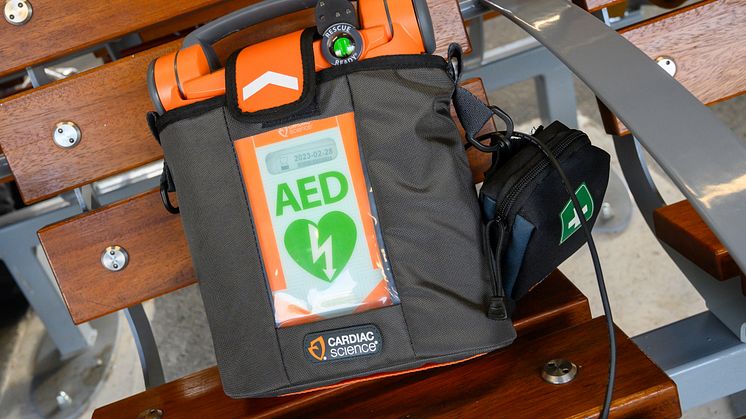 Defibrillators at every station - close up 2