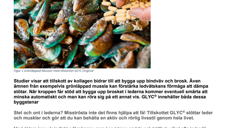 Tillskott med grönläppad mussla mjukar upp stela leder och stillar smärta vid artros