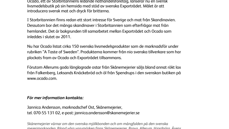 Allerums långlagrade ostar i Storbritannien