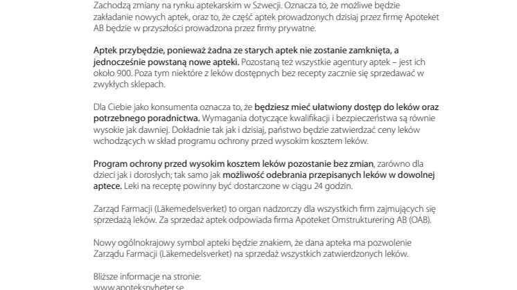 Faktablad om apoteksreformen på polska