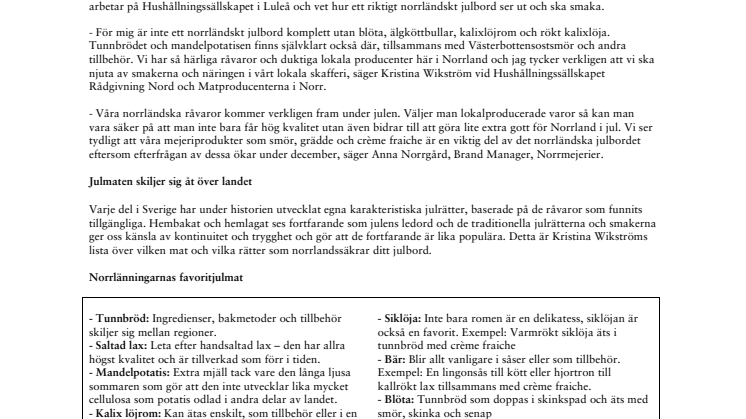 Norrlänningarnas favoritjulmat