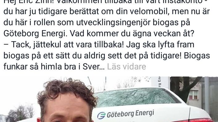 I dag drar vi igång biogassnacket på Instagram