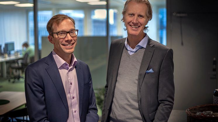 Stefan Krook, VD Kivra & Per Einarsson, VD Findity (foto: Jojje Pettersson). Finditys plattform för digitala kvitton blir grunden för kvittosatsning från Kivra. 
