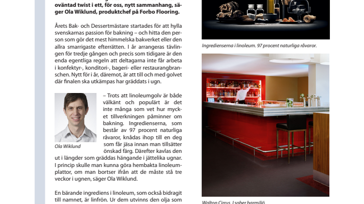 Nybakat Forbo-golv på finalen av “Årets Bak- och Dessertmästare”