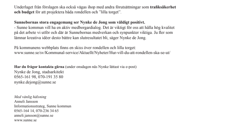 Stort engagemang runt utsmyckning av nya rondellen och "lilla torget" i Sunne
