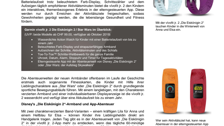 Neue vívofit jr. 2-Editionen aus der Welt von „Star Wars“ und Disney’s „Die Eiskönigin 2“