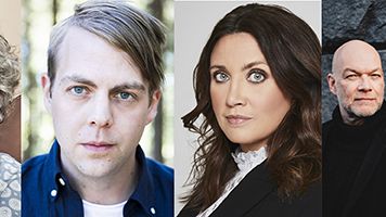 Bild från vänster: Anne Holt/foto Anna-Lena Ahlström, Christoffer Carlsson/foto Emelie Asplund, Camilla Läckberg/foto Magnus Ragnvid, Hjorth Rosenfeldt/foto Kajsa Göransson.