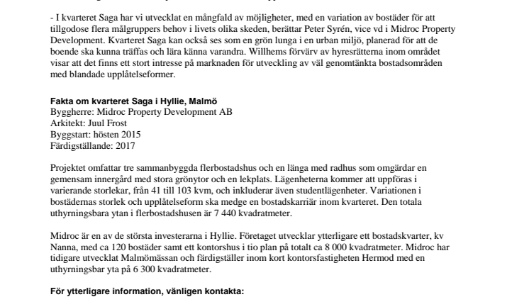 Midroc säljer 125 hyresrätter i Hyllie, Malmö
