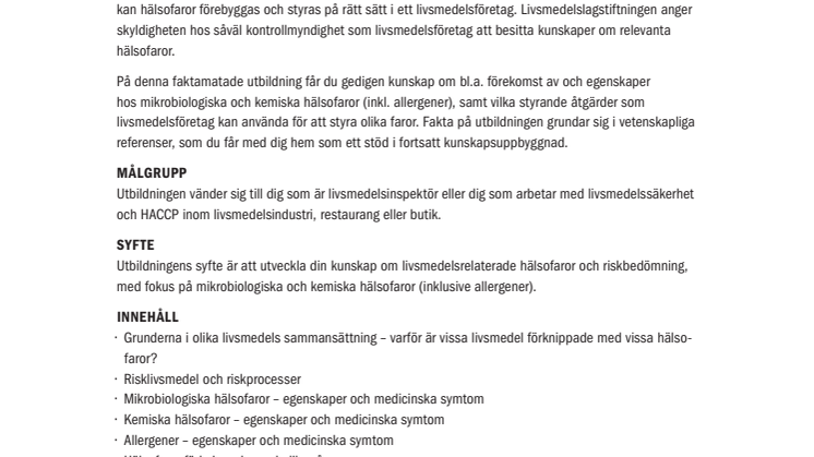 Hälsofaror i livsmedel