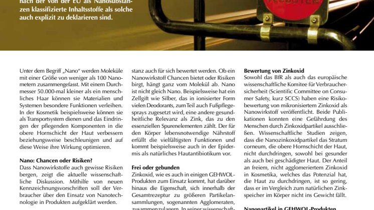 Kein Einlass! Nanozink in der Kosmetik ohne bedenkliche Penetrationswirkung