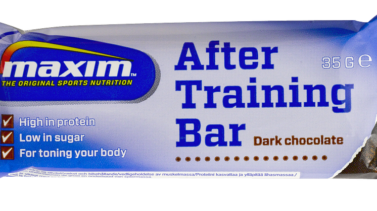 Maxim After Training -proteiinipatukka, 35 g, Dark chocolate 