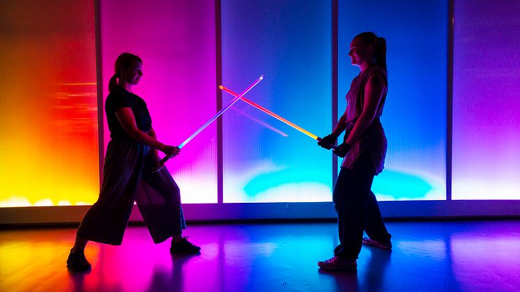 Lasersvärdsfäktning på MegaHelg. Foto: Anna Gerdén