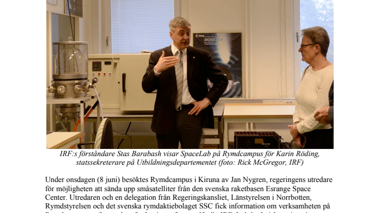 Forskningsinfrastruktur på Rymdcampus ett viktig komplement till satellitsatsning på Esrange