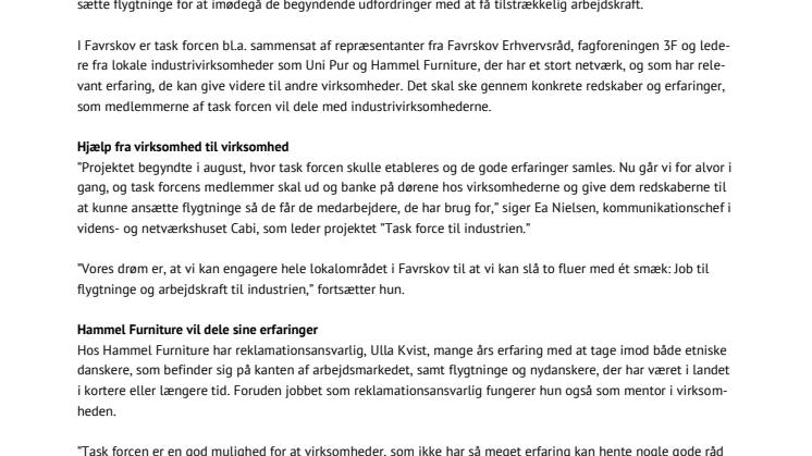 Task force skal skaffe arbejdskraft til industrivirksomheder i Favrskov