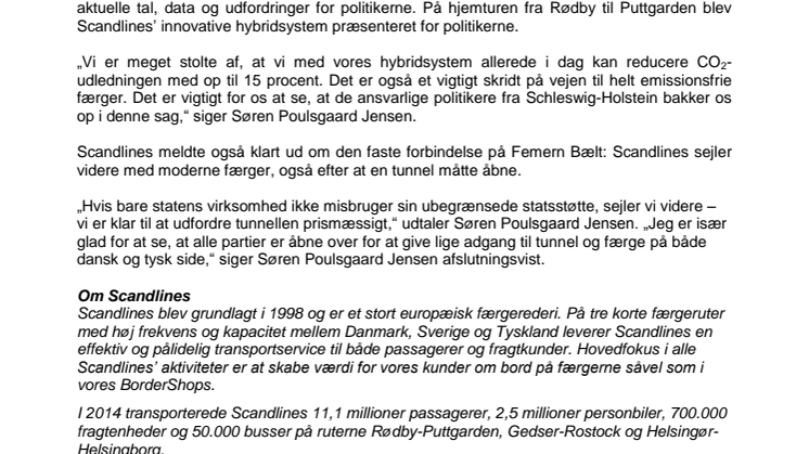 Scandlines tager imod Schleswig-Holsteins Økonomiudvalg
