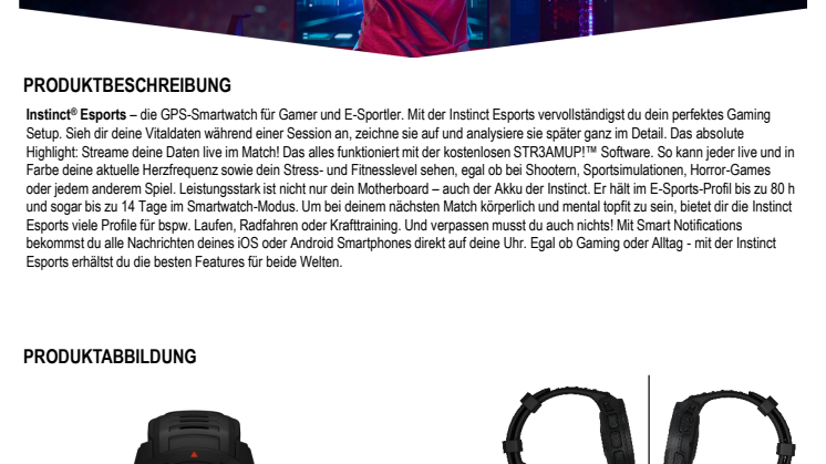 Datenblatt Garmin Instinct Esports