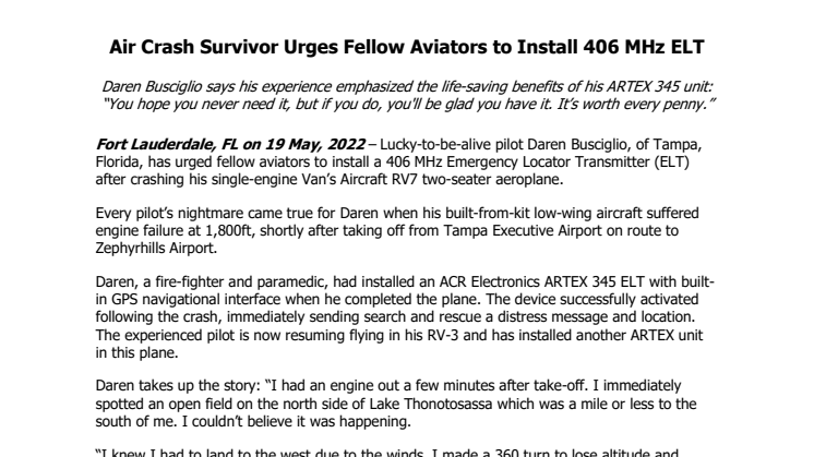 19 May 2022 - Air Crash Survivor Urges Fellow Aviators to Install 406 MHz ELT.pdf