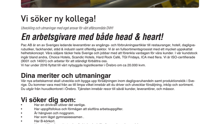 Vi söker ny kollega!
