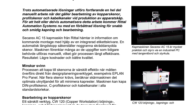 Förbättrad kapmaskin för DIN-profilskenor från Rittal Automation Systems