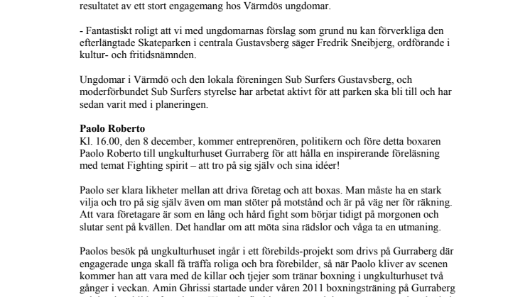 Skateparken invigs – Paolo gästar Gurraberg