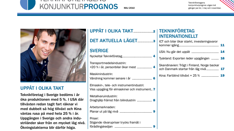 Teknikföretagens konjunkturprognos maj 2010 - Uppåt i olika takt